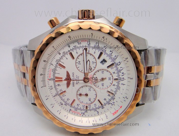 2-Tone Breitling Bentley Motors White Face Breitling Japan Watch